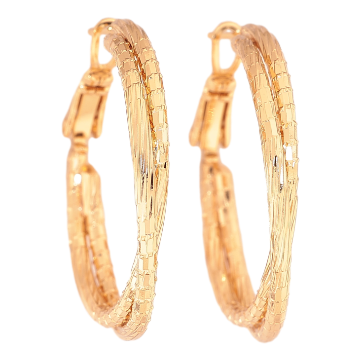 Сережки Xuping колір позолота 18K кільця (конго) декоративний візерунок ø 3см фото №19