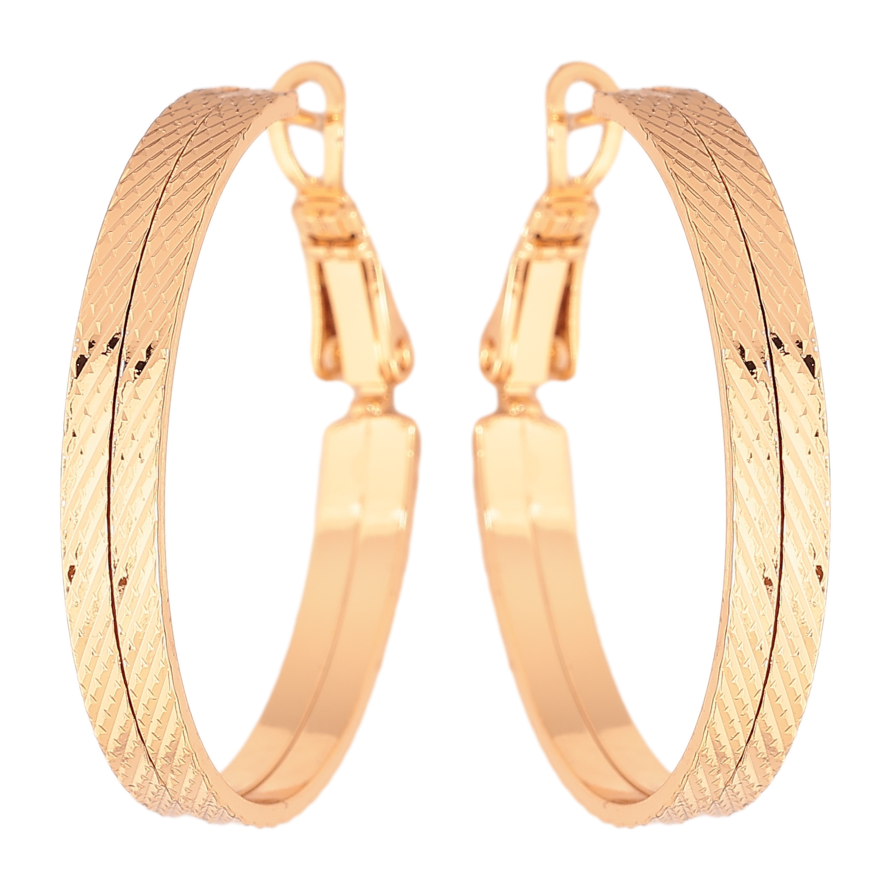 Сережки Xuping колір позолота 18K кільця (конго) декоративний візерунок ø 3см фото №1 Сережки Xuping колір позолота 18K кільця (конго) декоративний візерунок ø 3см фото №1