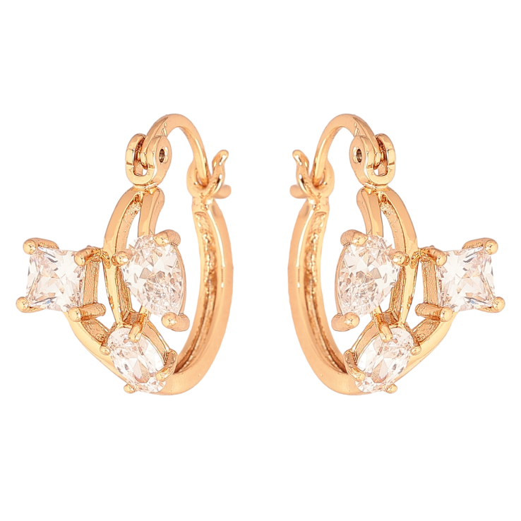 Серьги Xuping цвет Позолота 18K замок-булавка "Узор с кристаллами" фото №12
