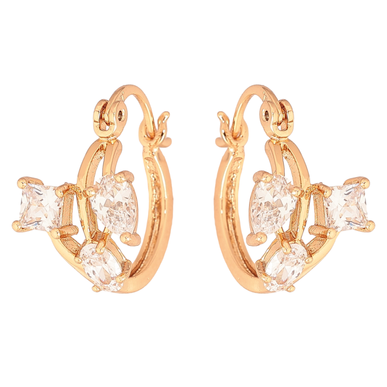 Сережки Xuping колір Позолота 18K замок-шпилька "Візерунок з кристалами" фото №6