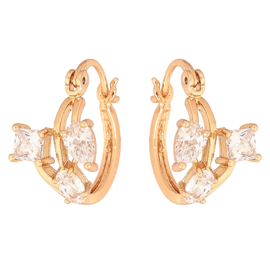 Серьги Xuping цвет Позолота 18K замок-булавка "Узор с кристаллами" фото №1 Серьги Xuping цвет Позолота 18K замок-булавка "Узор с кристаллами" фото №1