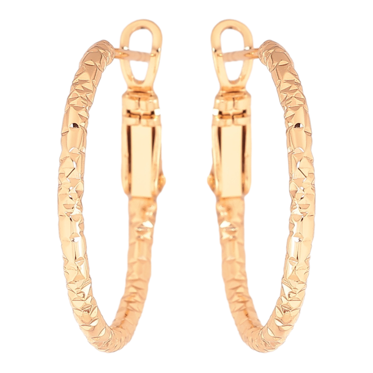 Серьги Xuping цвет Позолота 18K кольца (конго) "Декоративный узор" ø 2.5см фото №5