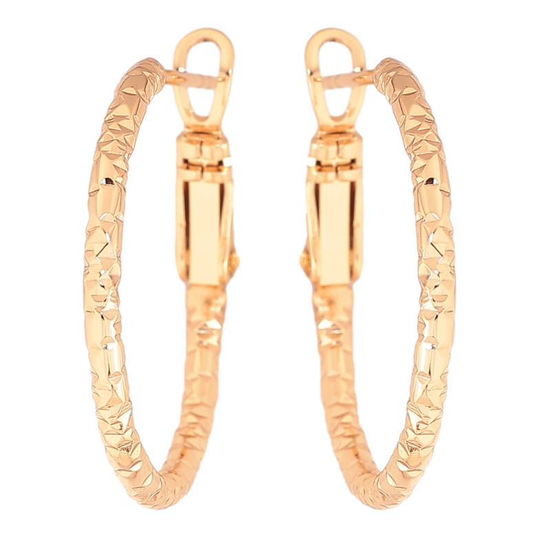 Сережки Xuping колір Позолота 18K кільця (конго) "Декоративний візерунок" ø 2.5см фото №2 Сережки Xuping колір Позолота 18K кільця (конго) "Декоративний візерунок" ø 2.5см фото №2