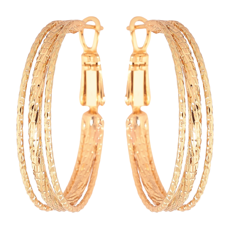 Серьги Xuping цвет Позолота 18K кольца (конго) "Декоративный узор" ø 3см фото №19