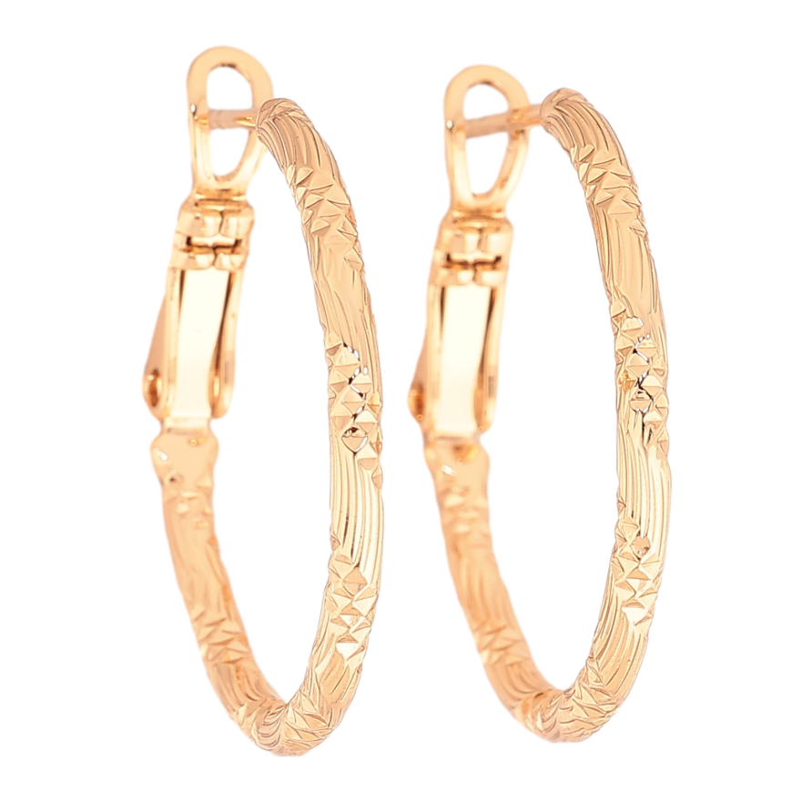 Серьги Xuping цвет Позолота 18K кольца (конго) "Декоративный узор" ø 2.5см фото №1 Серьги Xuping цвет Позолота 18K кольца (конго) "Декоративный узор" ø 2.5см фото №1