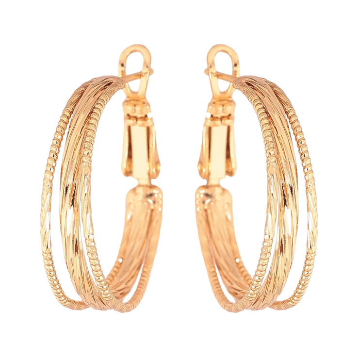 Серьги Xuping цвет Позолота 18K кольца (конго) "Декоративный узор" ø 2.5см фото №6 Серьги Xuping цвет Позолота 18K кольца (конго) "Декоративный узор" ø 2.5см фото №6