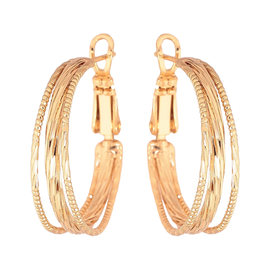 Серьги Xuping цвет Позолота 18K кольца (конго) "Декоративный узор" ø 2.5см фото №1 Серьги Xuping цвет Позолота 18K кольца (конго) "Декоративный узор" ø 2.5см фото №1