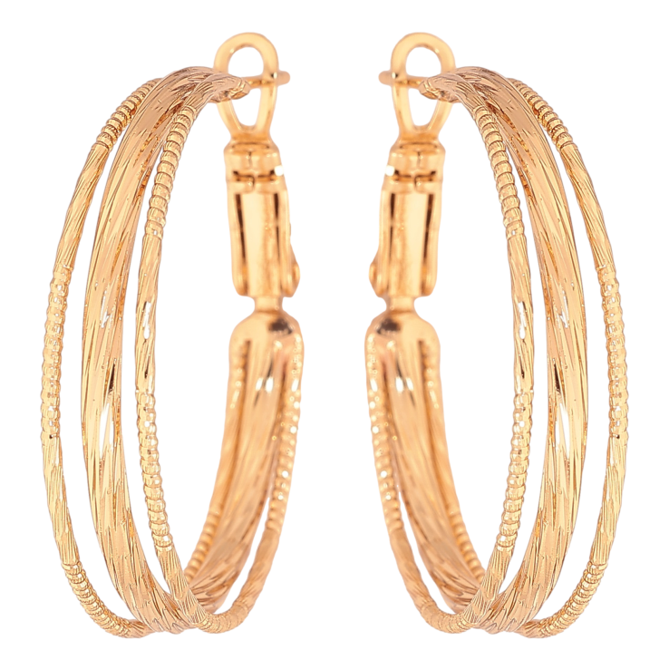 Серьги Xuping цвет Позолота 18K кольца (конго) "Декоративный узор" ø 3см фото №16