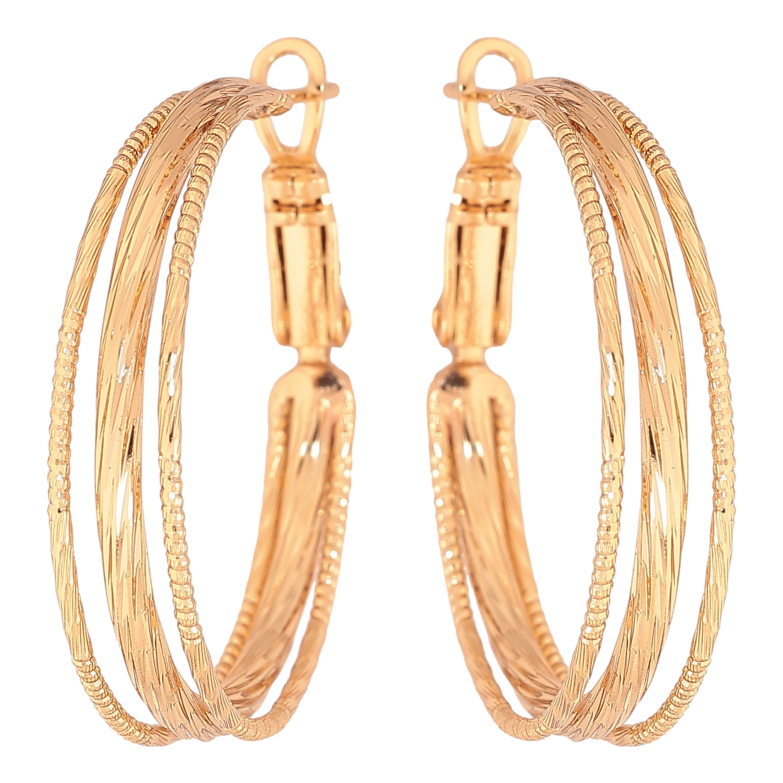 Серьги Xuping цвет Позолота 18K кольца (конго) "Декоративный узор" ø 3см фото №1 Серьги Xuping цвет Позолота 18K кольца (конго) "Декоративный узор" ø 3см фото №1