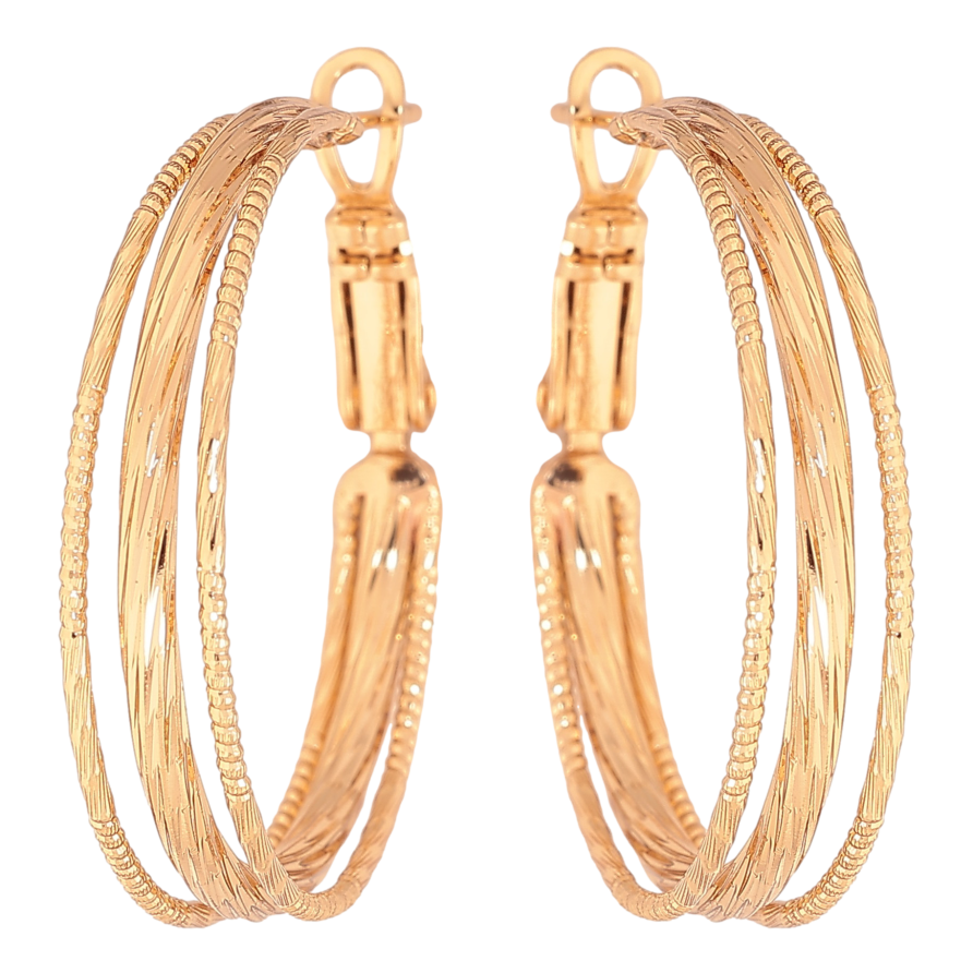 Серьги Xuping цвет Позолота 18K кольца (конго) "Декоративный узор" ø 3см фото №1 Серьги Xuping цвет Позолота 18K кольца (конго) "Декоративный узор" ø 3см фото №1