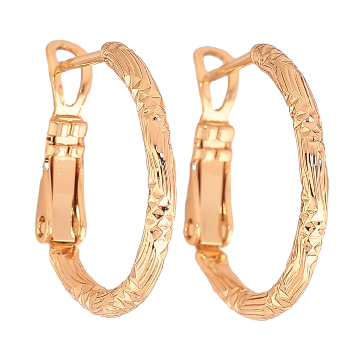 Серьги Xuping цвет Позолота 18K кольца (конго) "Декоративный узор" ø 2см фото №24