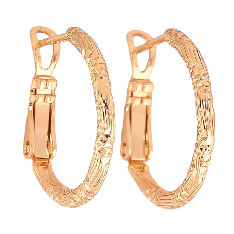 Сережки Xuping колір Позолота 18K кільця (конго) "Декоративний візерунок" ø 2см фото №11 Сережки Xuping колір Позолота 18K кільця (конго) "Декоративний візерунок" ø 2см фото №11