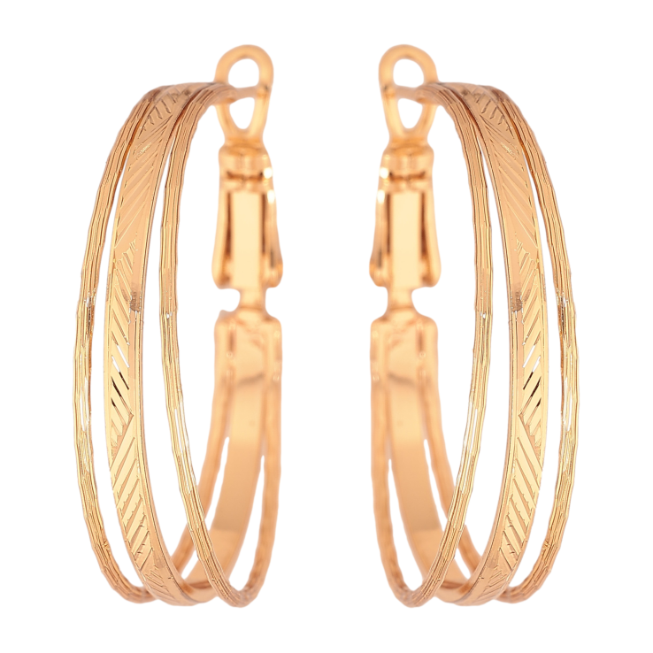 Серьги Xuping цвет Позолота 18K кольца (конго) "Декоративный узор" ø 3см фото №15