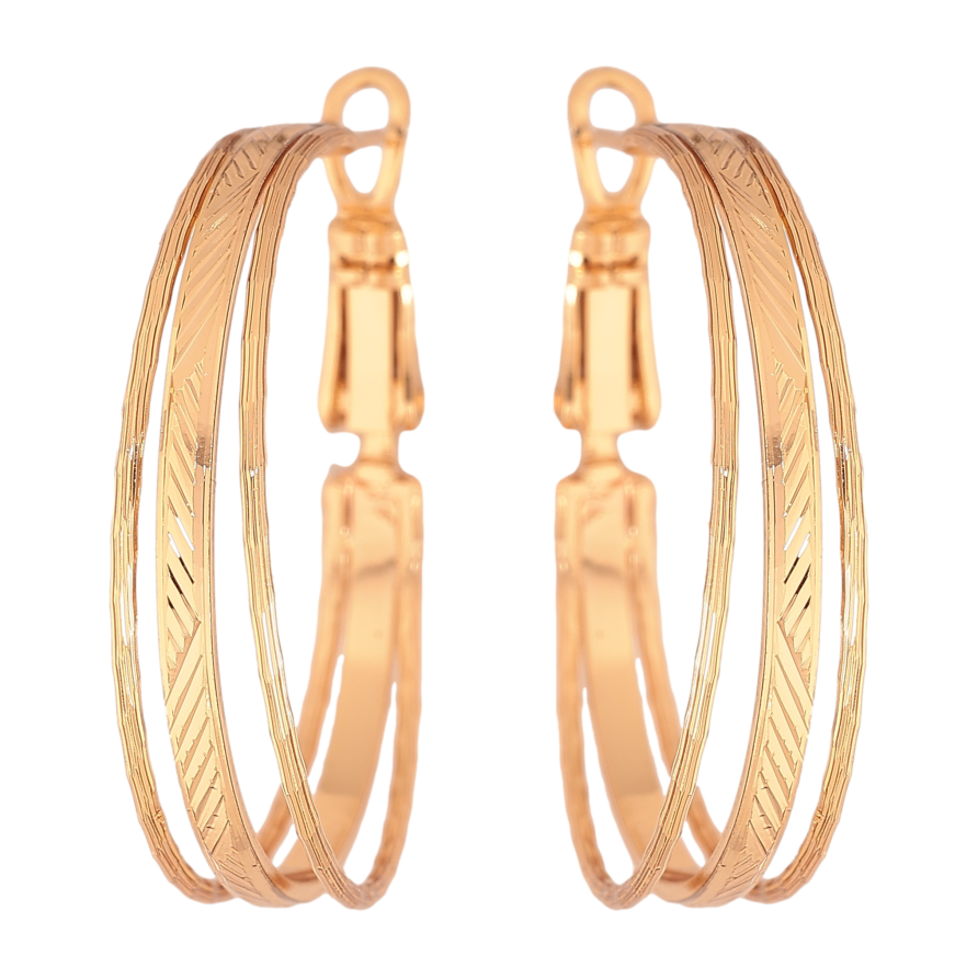 Серьги Xuping цвет Позолота 18K кольца (конго) "Декоративный узор" ø 3см фото №1