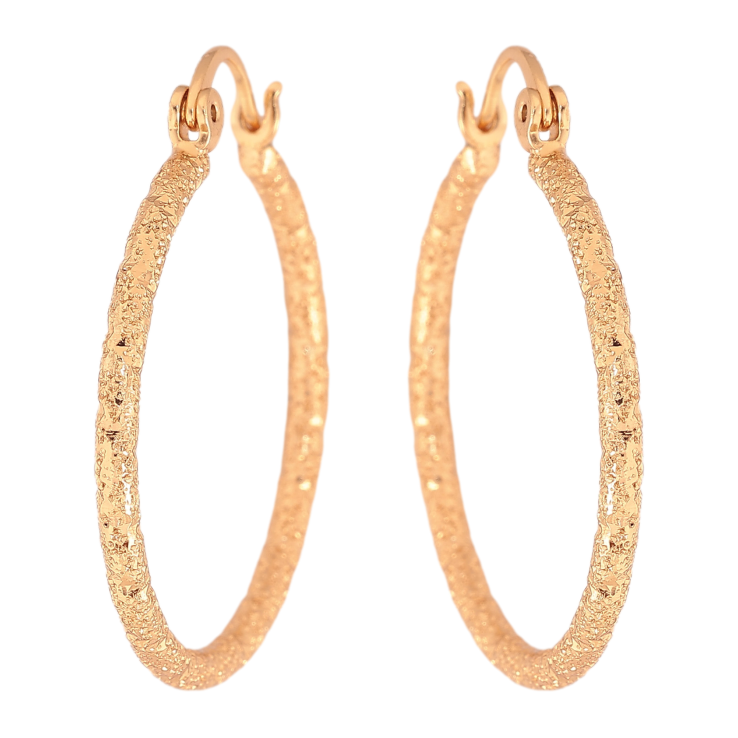 Серьги Xuping цвет Позолота 18K кольца (конго) "Узор шагренью" ø 3см фото №24