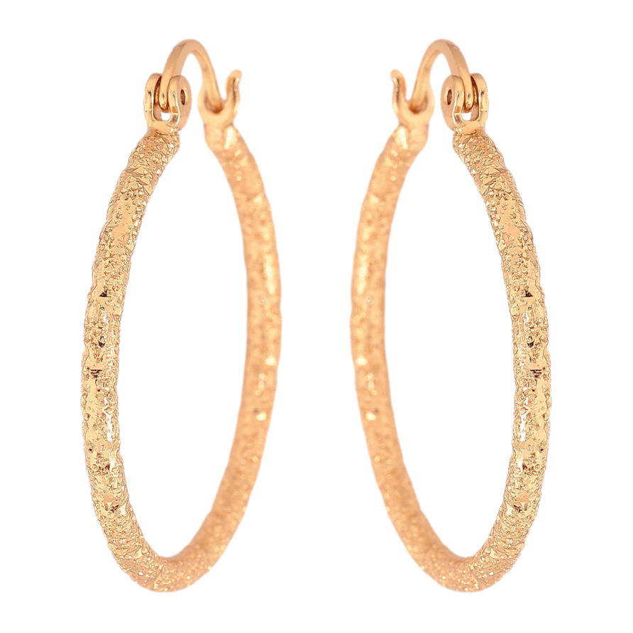 Серьги Xuping цвет Позолота 18K кольца (конго) "Узор шагренью" ø 3см фото №1 Серьги Xuping цвет Позолота 18K кольца (конго) "Узор шагренью" ø 3см фото №1