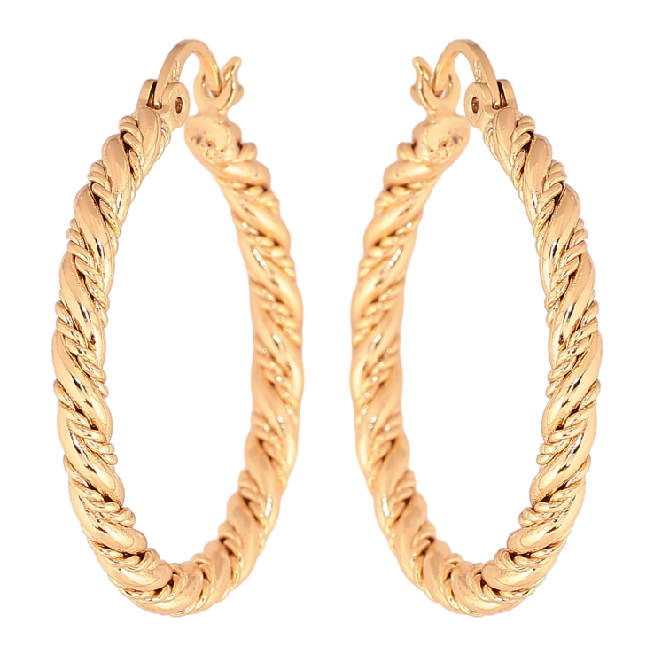 Серьги Xuping цвет Позолота 18K кольца (конго) "Декоративный узор" ø 3см фото №9