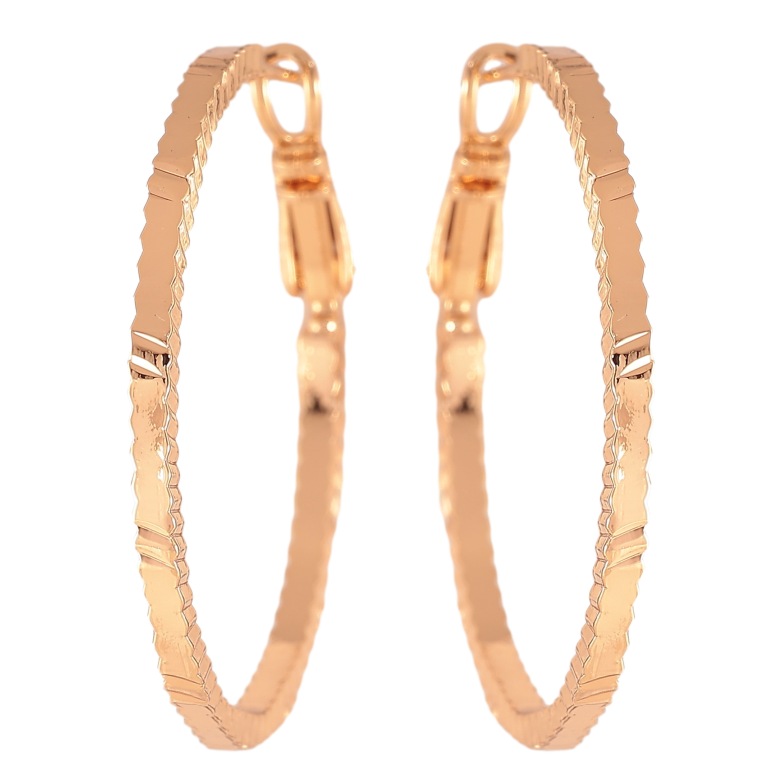 Сережки Xuping колір Позолота 18K кільця (конго) "Декоративний візерунок" ø 3,5см фото №6 Сережки Xuping колір Позолота 18K кільця (конго) "Декоративний візерунок" ø 3,5см фото №6