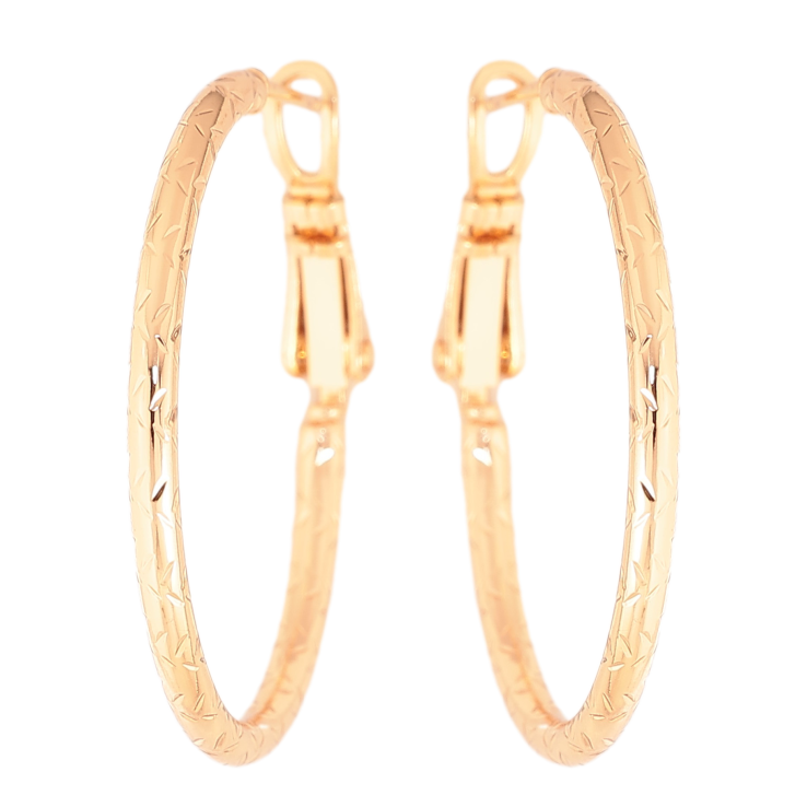 Серьги Xuping цвет Позолота 18K кольца (конго) "Декоративный узор" ø 3см фото №7