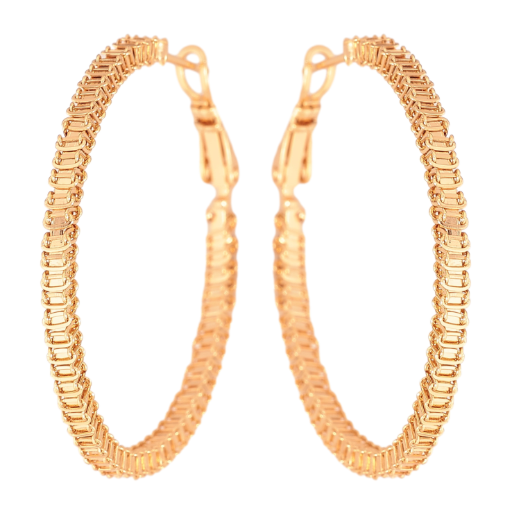 Серьги Xuping цвет Позолота 18K кольца (конго) "Декоративный узор" ø 4см фото №9