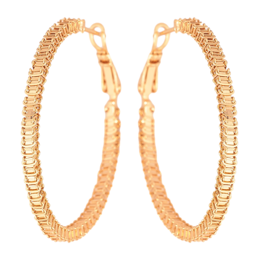 Сережки Xuping колір Позолота 18K кільця (конго) "Декоративний візерунок" ø 4см фото №1 Сережки Xuping колір Позолота 18K кільця (конго) "Декоративний візерунок" ø 4см фото №1