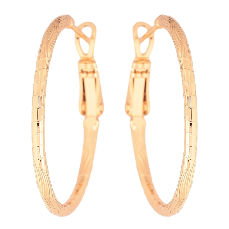 Сережки Xuping колір Позолота 18K кільця (конго) "Декоративний візерунок" ø 3см фото №19 Сережки Xuping колір Позолота 18K кільця (конго) "Декоративний візерунок" ø 3см фото №19