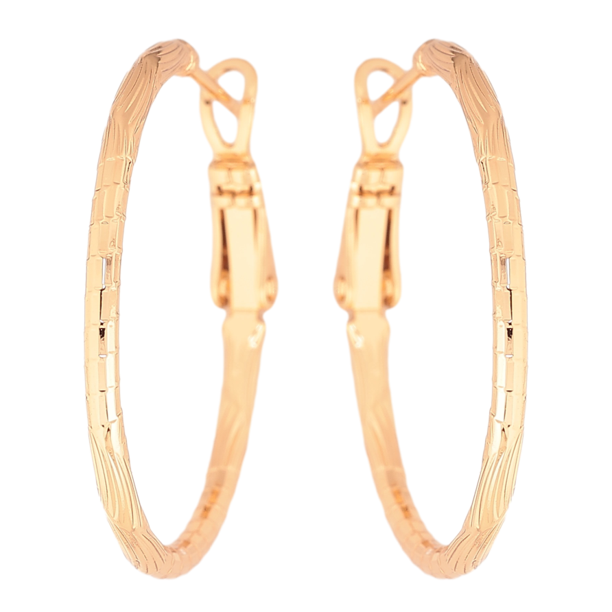 Сережки Xuping колір Позолота 18K кільця (конго) "Декоративний візерунок" ø 3см фото №1 Сережки Xuping колір Позолота 18K кільця (конго) "Декоративний візерунок" ø 3см фото №1