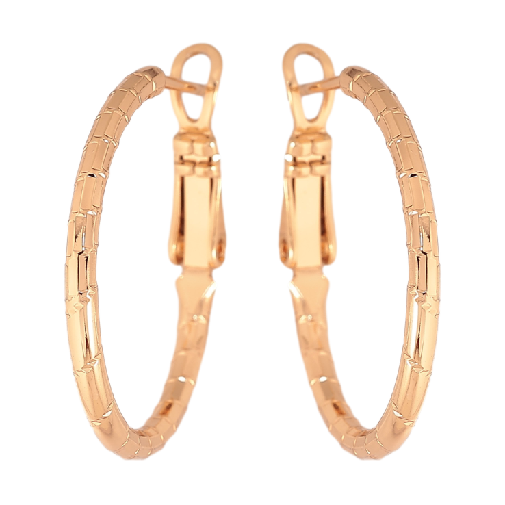 Серьги Xuping цвет Позолота 18K кольца (конго) "Декоративный узор" ø 2.5см фото №5