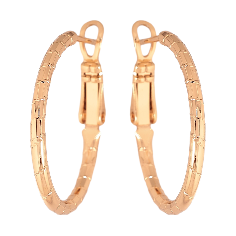 Сережки Xuping колір Позолота 18K кільця (конго) "Декоративний візерунок" ø 2.5см фото №1 Сережки Xuping колір Позолота 18K кільця (конго) "Декоративний візерунок" ø 2.5см фото №1