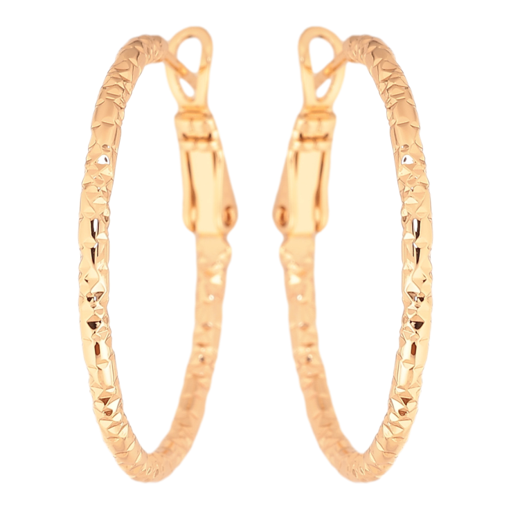 Серьги Xuping цвет Позолота 18K кольца (конго) "Декоративный узор" ø 3см фото №4