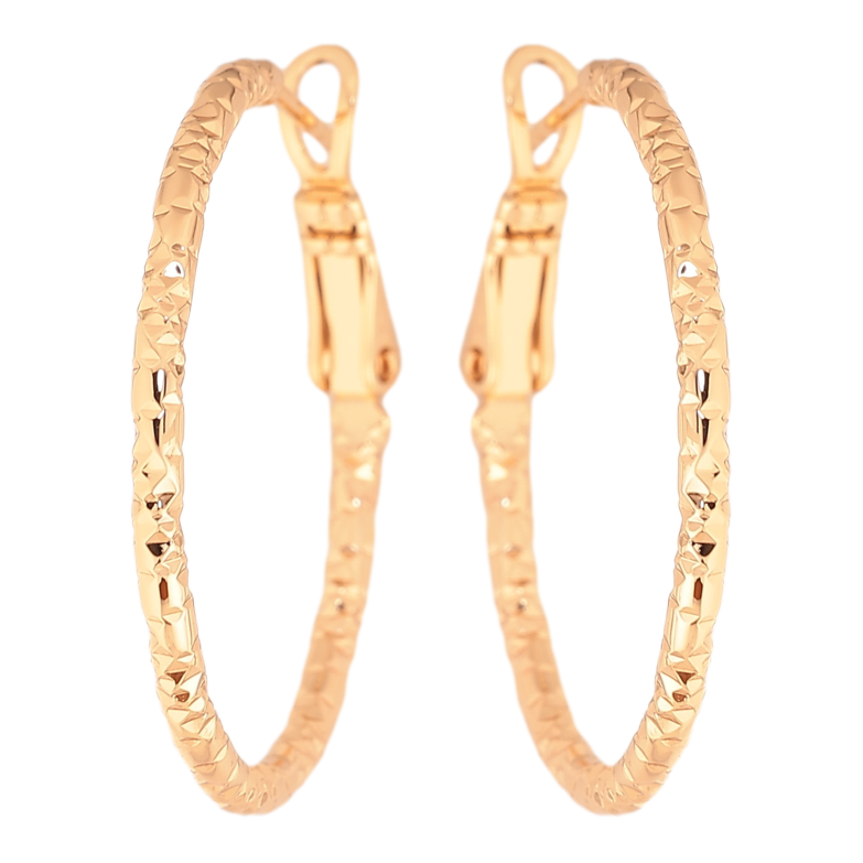 Сережки Xuping колір Позолота 18K кільця (конго) "Декоративний візерунок" ø 3см фото №16 Сережки Xuping колір Позолота 18K кільця (конго) "Декоративний візерунок" ø 3см фото №16