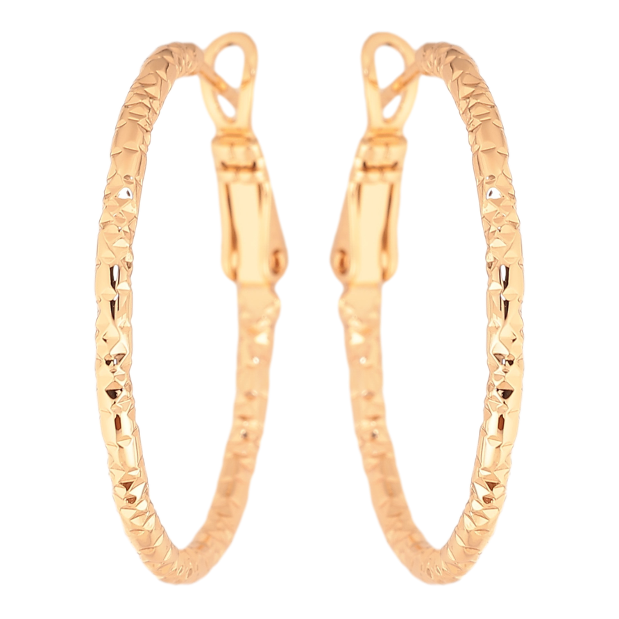 Сережки Xuping колір Позолота 18K кільця (конго) "Декоративний візерунок" ø 3см фото №1 Сережки Xuping колір Позолота 18K кільця (конго) "Декоративний візерунок" ø 3см фото №1