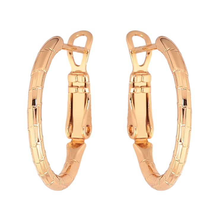 Серьги Xuping цвет Позолота 18K кольца (конго) "Декоративный узор" ø 2см фото №2