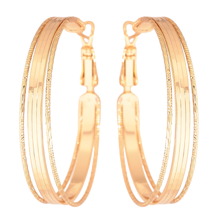 Серьги Xuping цвет Позолота 18K кольца (конго) "Декоративный узор" ø 4см фото №20