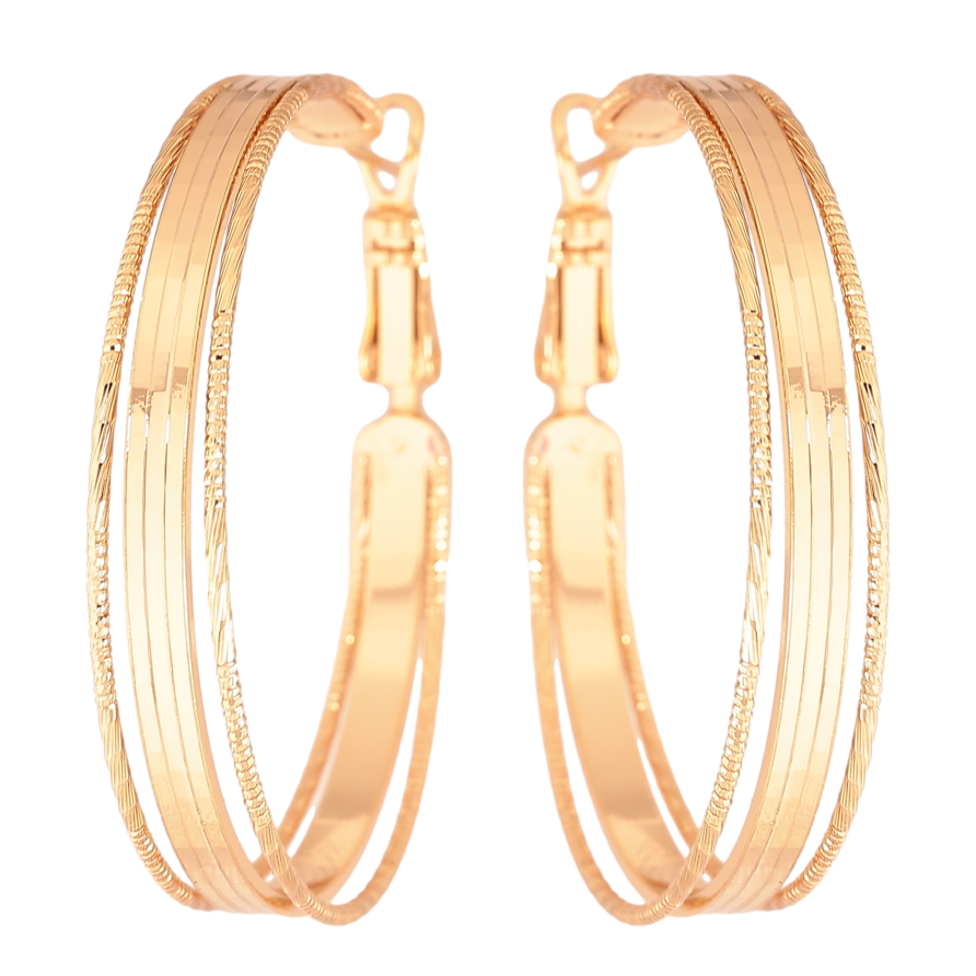 Серьги Xuping цвет Позолота 18K кольца (конго) "Декоративный узор" ø 4см фото №1 Серьги Xuping цвет Позолота 18K кольца (конго) "Декоративный узор" ø 4см фото №1