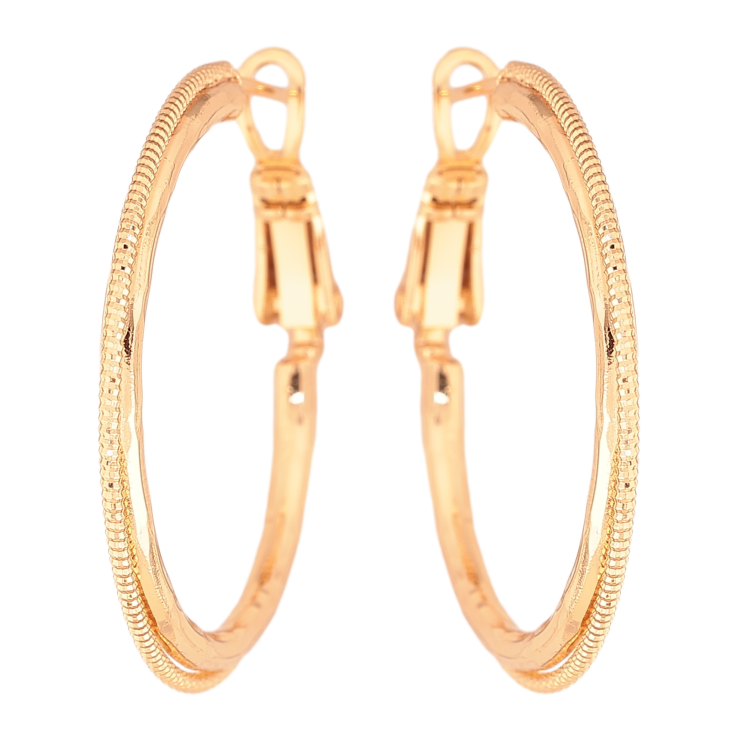Серьги Xuping цвет Позолота 18K кольца (конго) "Декоративный узор" ø 3см фото №2
