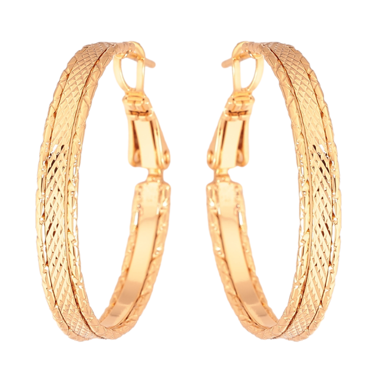 Серьги Xuping цвет Позолота 18K кольца (конго) "Декоративный узор" ø 3см фото №11