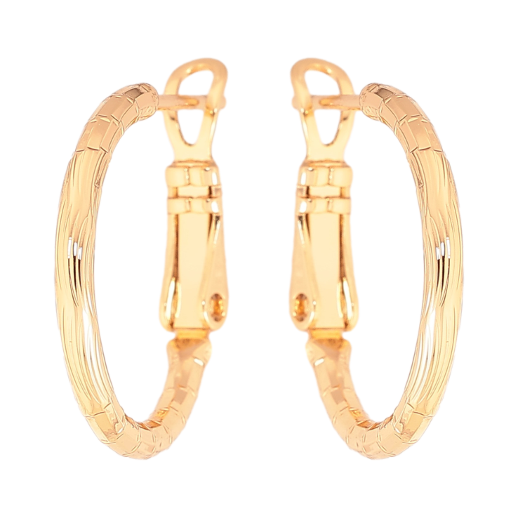 Серьги Xuping цвет Позолота 18K кольца (конго) "Декоративный узор" ø 2см фото №9