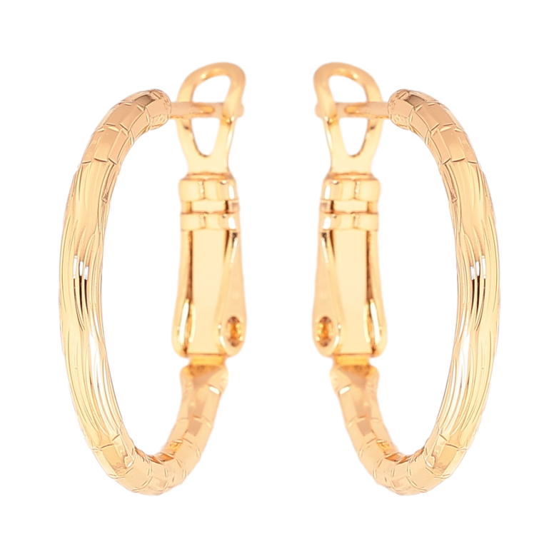 Сережки Xuping колір Позолота 18K кільця (конго) "Декоративний візерунок" ø 2см фото №4 Сережки Xuping колір Позолота 18K кільця (конго) "Декоративний візерунок" ø 2см фото №4