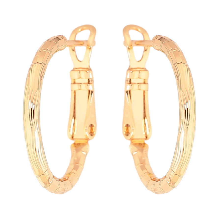 Сережки Xuping колір Позолота 18K кільця (конго) "Декоративний візерунок" ø 2см фото №1 Сережки Xuping колір Позолота 18K кільця (конго) "Декоративний візерунок" ø 2см фото №1