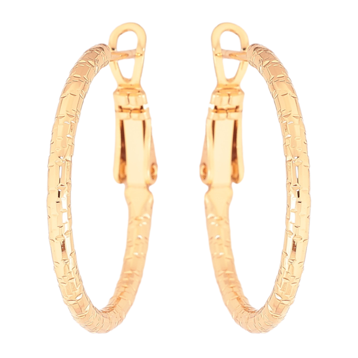 Серьги Xuping цвет Позолота 18K кольца (конго) "Декоративный узор" ø 2.5см фото №6