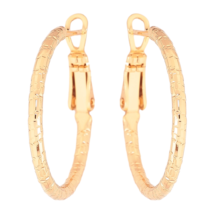 Сережки Xuping колір Позолота 18K кільця (конго) "Декоративний візерунок" ø 2.5см фото №1 Сережки Xuping колір Позолота 18K кільця (конго) "Декоративний візерунок" ø 2.5см фото №1