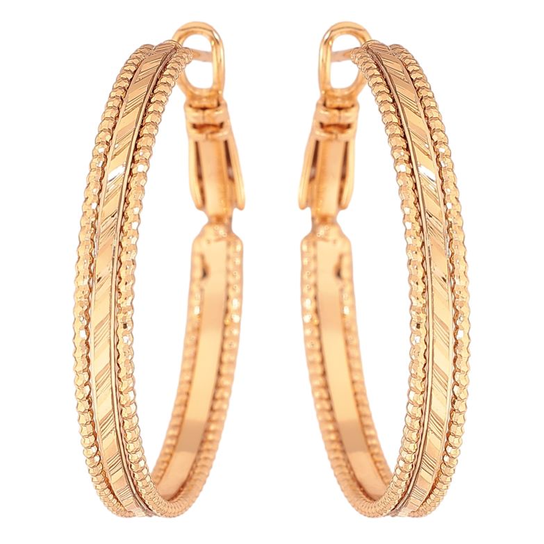 Сережки Xuping колір Позолота 18K кільця (конго) "Декоративний візерунок" ø 3см фото №1 Сережки Xuping колір Позолота 18K кільця (конго) "Декоративний візерунок" ø 3см фото №1
