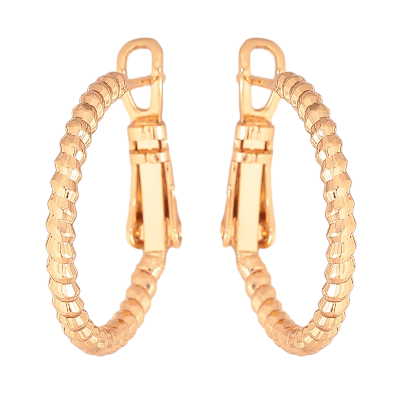 Сережки Xuping колір Позолота 18K кільця (конго) "Декоративний візерунок" ø 2см фото №11