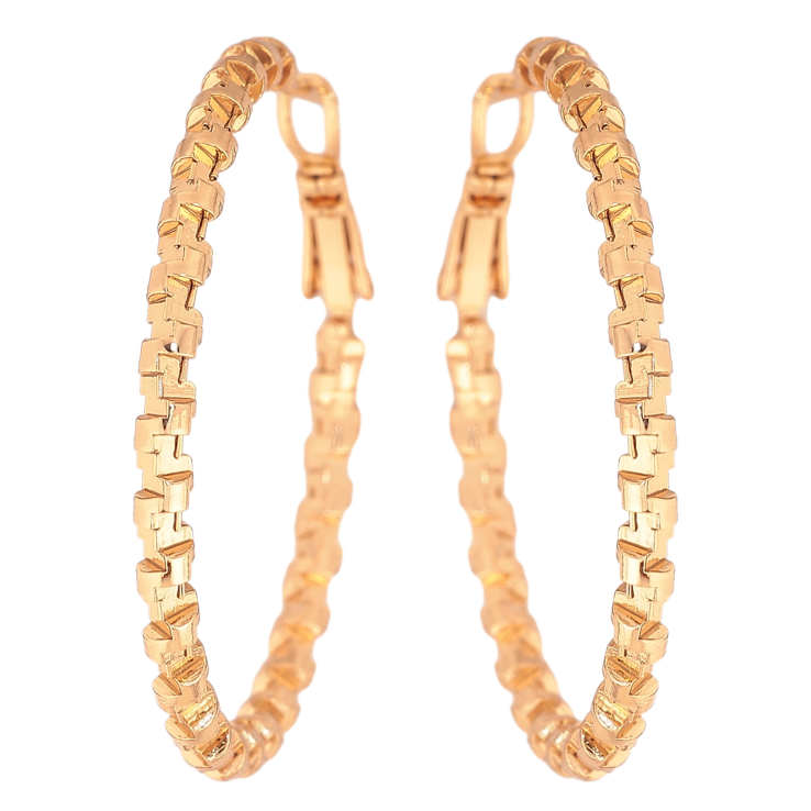 Серьги Xuping цвет Позолота 18K кольца (конго) "Декоративный узор" ø 4см фото №14