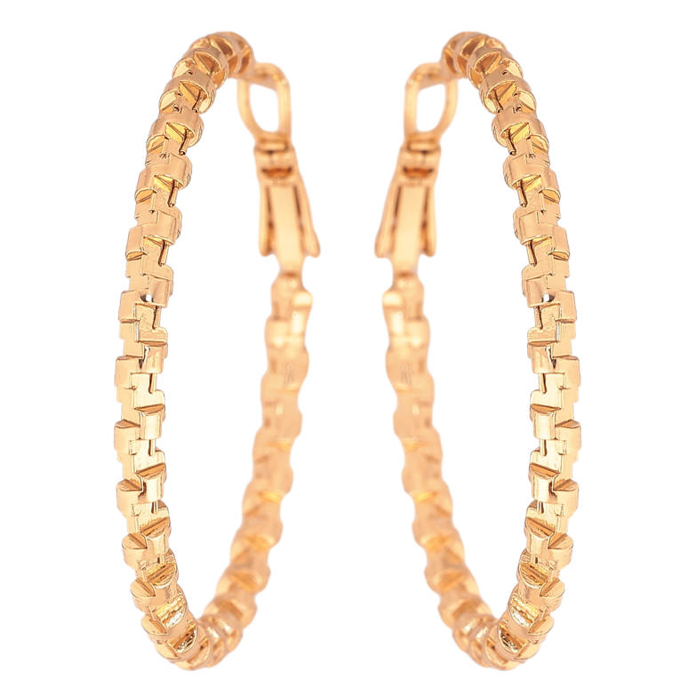 Сережки Xuping колір Позолота 18K кільця (конго) "Декоративний візерунок" ø 4см фото №16