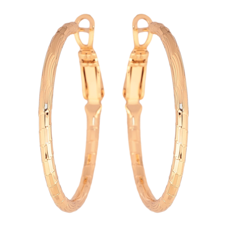 Серьги Xuping цвет Позолота 18K кольца (конго) "Декоративный узор" ø 3см фото №7