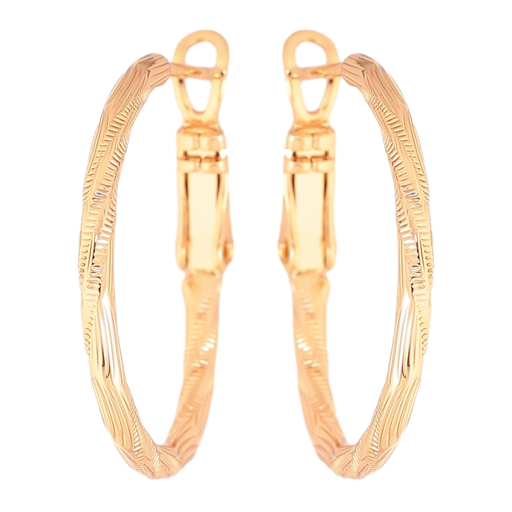 Серьги Xuping цвет Позолота 18K кольца (конго) "Декоративный узор" ø 2.5см фото №17