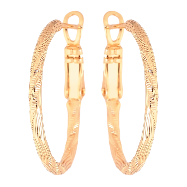 Сережки Xuping колір Позолота 18K кільця (конго) "Декоративний візерунок" ø 2.5см фото №5