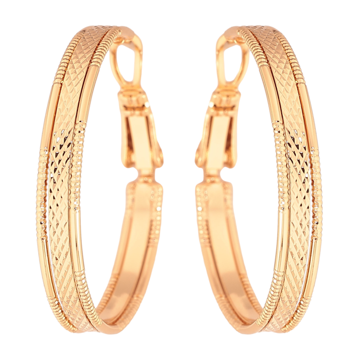 Серьги Xuping цвет Позолота 18K кольца (конго) "Декоративный узор" ø 3см фото №8